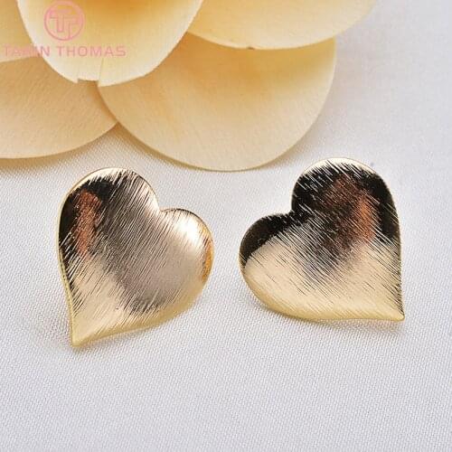 10PCS Heart 20MM 24K Gold Color Brass False Heart Form Stud Earrings High Quality Diy Accessories Jewelry Recognitions