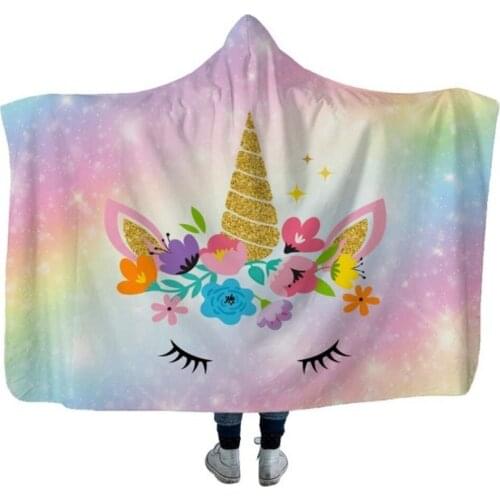 27 Colors Unicorn Plush Hooded Blanket For Adults Kids Watching TV Reading Winter Warm Wearable Fleece Hoodie Throw Blankets