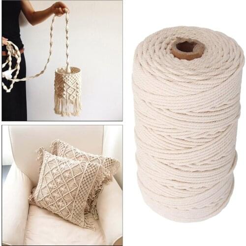 3mm Macrame Cord Cotton Rope String Ribbon DIY Sewing Thread Handmade Beige Braided Twisted Craft Wedding Party Decor
