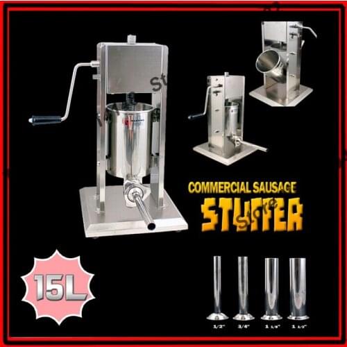 Stainless steel 4 funnels 15L Household Commercial Meat Extruder Mince Sausage filling machine Maker Manual enema machine