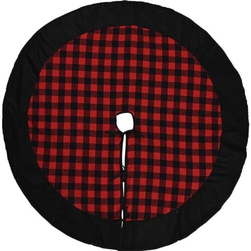 48 Inch Christmas Tree Skirt Linen Plaid Ornament Floor Mat Cover Xmas New Year Party Decoration