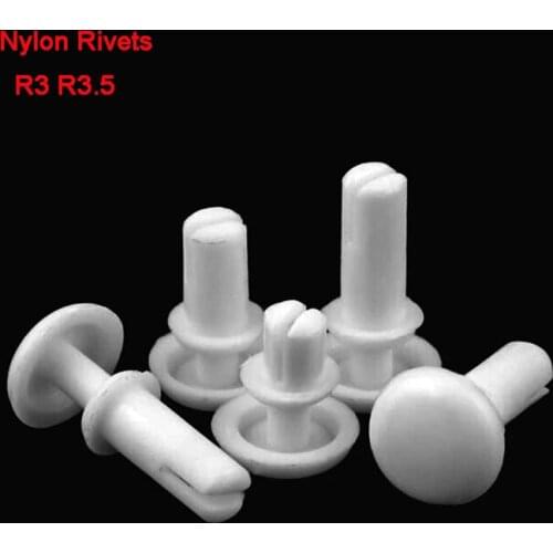 50pcs/ lot Nylon Rivets R Shaped White Plastic Mats Rivets Plastic Rivets For PC Fan Rivets R3 R3.5