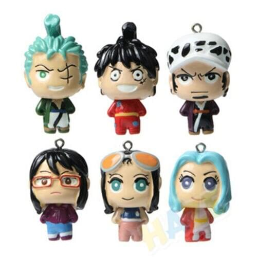 6pcs/set Anime One Piece Monkey D. Luffy Figure Model Toy Keychain Pendant New No Box