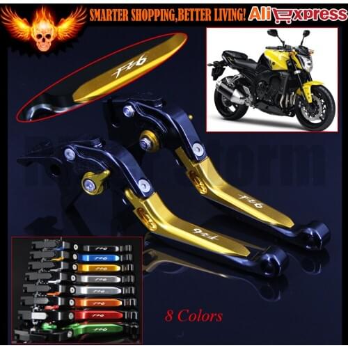 8 Colors Golden+Black For Yamaha FZ6 FAZER 2004-2010 2005 2006 2007 2008 2009 CNC Adjustable Motorcycle Brake Clutch Levers