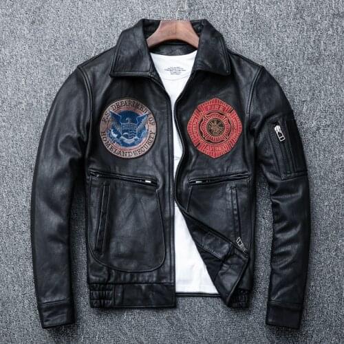 American Casual Wear Vintage Black Air Force G-1 Flight Jecket Genuine Leather Jacket Hand-Washed Sheepskin Bomber Coat For Male