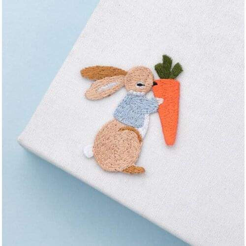 Iron On Applique Sewing Patches Cute Cartoon Animal Rabbit Embroidery Patches for Bag Clothes Decor for Kids Clothes Design