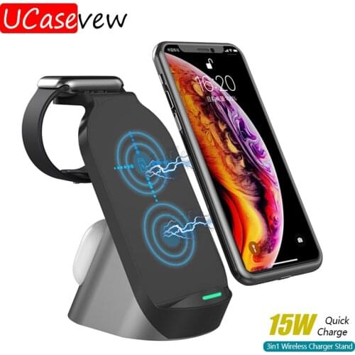 15W Wireless Qi Charger Station 3 in 1 Quick Charging Dock for Samsung S20 iPhone 11 X 8 XS Max Watch 6 5 4 3 Airpods Pro Stand