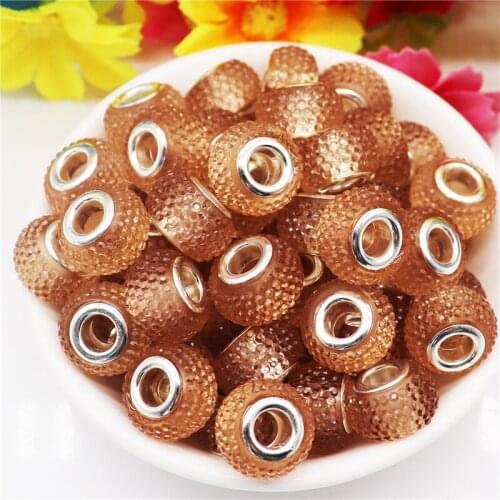 10Pcs Gold Beads Silver Plated Round Bayberry Large Hole European Beads for Bracelet Snake Chain Necklace Women Jewelry Making