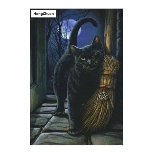 Black cat full square round 5d diy diamond painting diamond mosaic crafts diamond embroidery rhinestone decoration new year