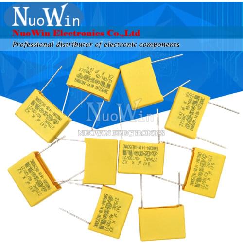 10pcs 275VAC X2 Safety capacitor 275V 10mm 15mm 22.5mm 27.5mm 0.022UF 0.047UF 0.1UF 0.22UF 0.47UF 0.68UF 1UF Polypropylene film