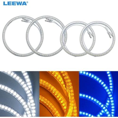 LEEWA 2X106MM 2X126MM Car LED Halo Rings Angel Eyes DRL Head Lamp For Toyota Corolla 01-04 Light White #CA2946
