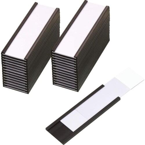 30Pcs Magnetic Label Holders with Magnetic Data Card Holders with Clear Plastic Protectors for Metal Shelf (1 x 3 Inch)
