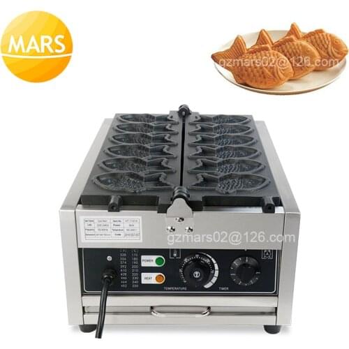 Commercial 6 pcs Fish Shape Taiyaki Machine Non Stick Fish Cone Waffle Maker 220v 110v Mini Taiyaki Making Machine Iron Plate