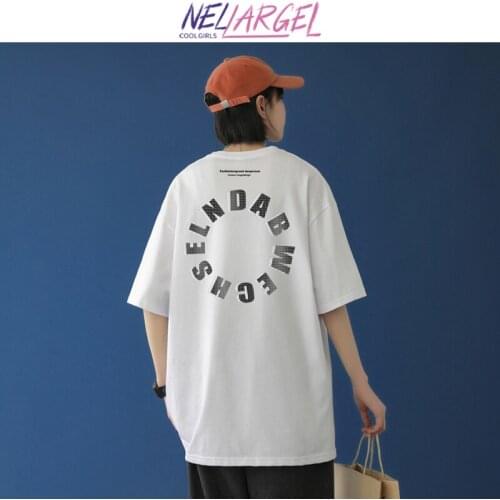 NELLARGEL Women Circle Letter Harajuku Kawaii Graphic Tee 2021 Summer Female Streetwear Causal Kpop Tshirts Girl Vintage T-shirt