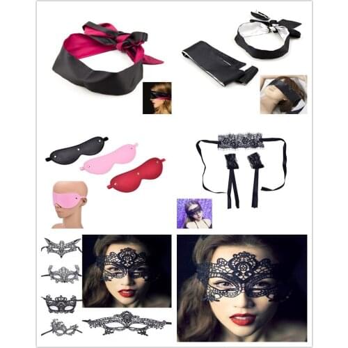 Soft Silk Satin Lace Eye Mask Restraints Bondage Handcuffs Sex Toys For Women Couple Sexy Eyeshade Exotic Accessories 15 Styles