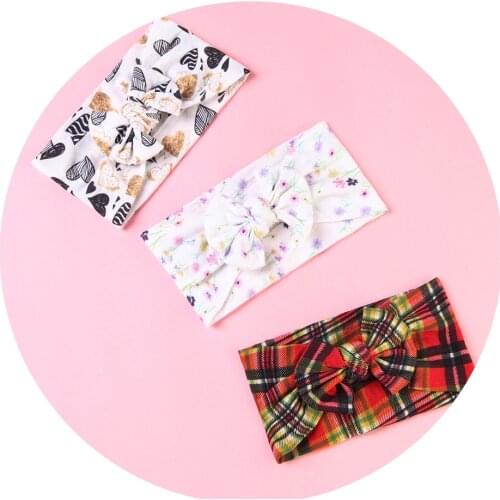 New Print Floral Hair Bows Headband For Children Turban Nylon Headbands Elastic Hair bands Toddler Baby Girl Hair Accessories