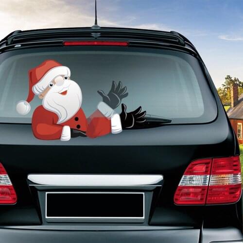 New Car Rear Wiper Decal Sticker Christmas Decoration Rear Wiper Stickers Santa Claus Waving Car Window Wiper Stickers Decals