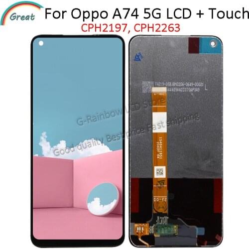 Original For OPPO A74 5G LCD Display Touch Panel Glass Screen Digitizer Assembly For OPPO A74 5G CPH2197 CPH2263 LCD Pantalla