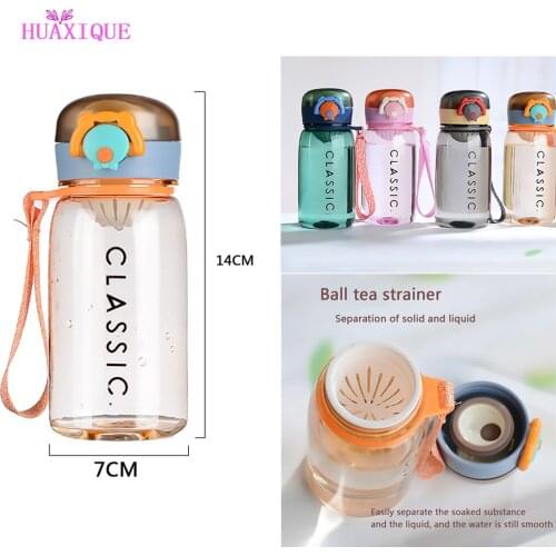 400ml Portable Handle Plastic Cute Water Bottle Large Capacity Sports Outdoor Leakproof Bounce Cover Space Cup