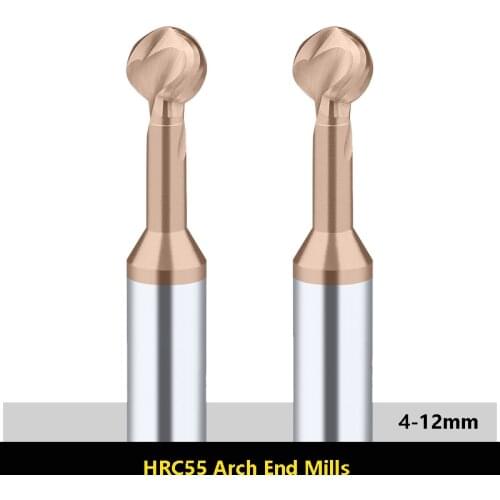 BEYOND HRC55 Coated Arch End Mills 4-12mm Tungsten Steel Ball Head Carbide Milling Cutter R2 R3 R4 R5 R6 Circular CNC Center
