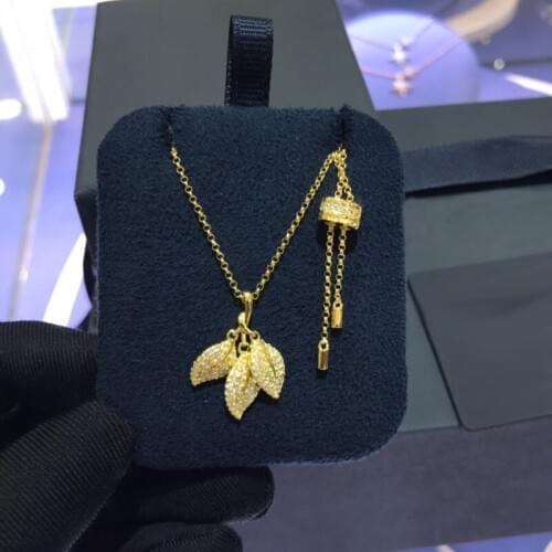 UMGODLY Brand Copper Gold Color Leaves Pendant Adjustable Shell Necklace Pave Zircon Women Fashion Jewelry New Arrival