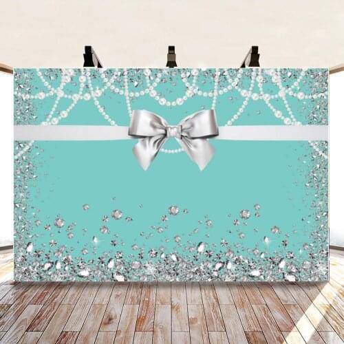Diamond Blue Bow Girls Birthday Party Background Vinyl Bride Wedding Banquet Backdrop Decoration Studio Photo Scene