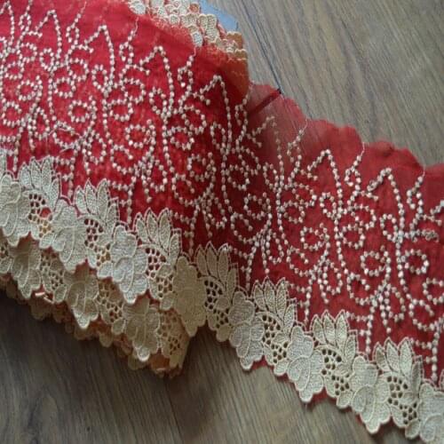 10meters Embroidered Lace Trim Red Golden Yellow Clothes Accessories Water Soluble Edge Trimmings Sewing Laces Appliques 15cm
