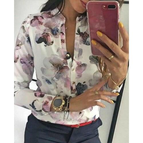 Women Blouses Girl Floral Print Long Sleeve Turn Down Collar Blouse Ladies Shirts Striped Tunic Plus Size Blusas Chemisier Femme