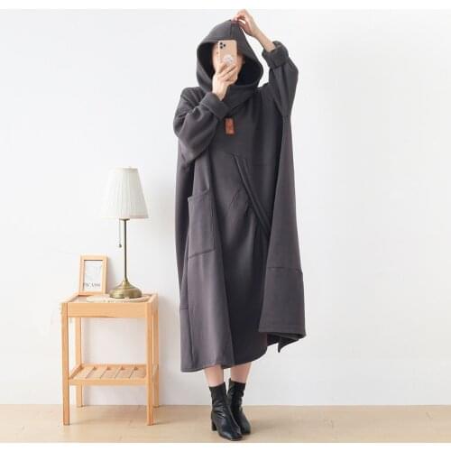 Johnature Women Casual Hooded Sweatshirts Solid Color Thick Patchwork Pullover Hoodies 2020 Winter New Warm Loose Sweatshirts