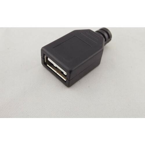 1pcs USB 2.0 Type A 4 Pin Female Jack Socket Adapter Connector & Black Plastic Cover