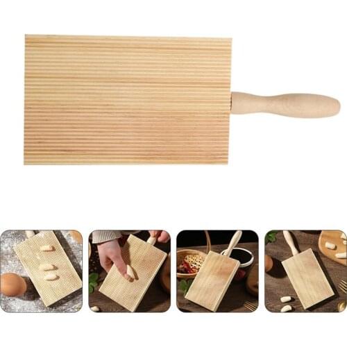 1Pc Household Garganelli Board Practical Wooden Pasta Gnocchi Board Pasta Shaanxi Hemp Washboard (Khaki)