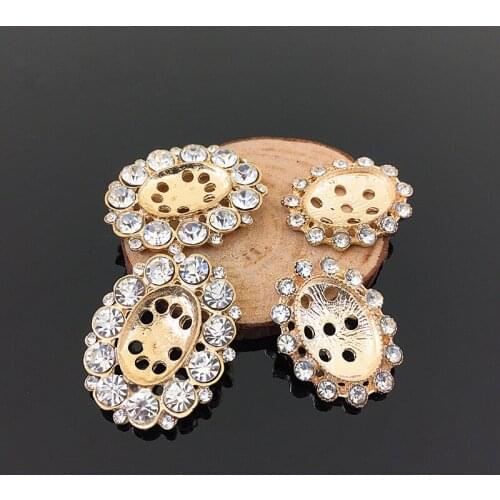 10 PCS Metal With Rhinestone Cabochon Base Decorations Handmade DIY Jewelry Making Accessories