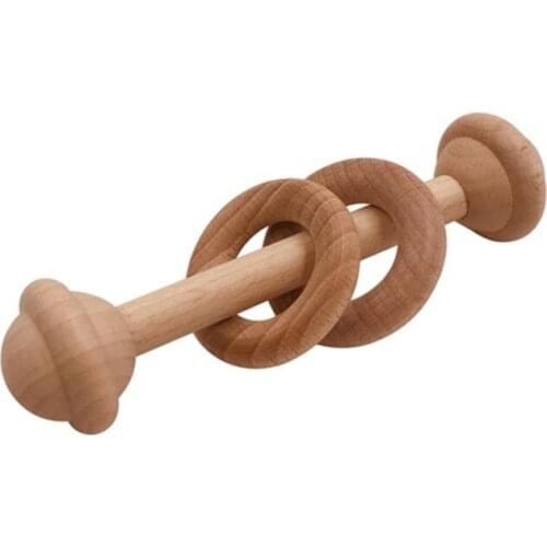 2020 New 1PC Baby Teether Toys Beech Wooden Rattle Wood Teething Rodent Ring Musical Chew