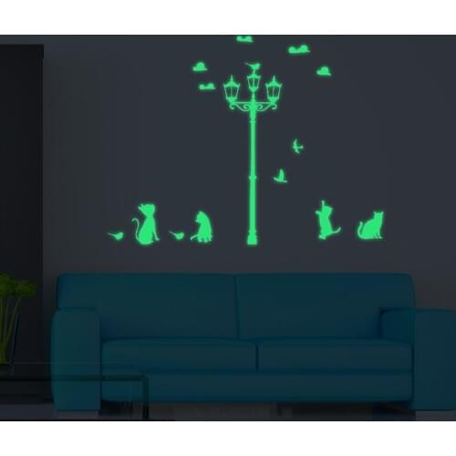 3208 53cm*54cm cat Luminous generation finely carved removable wall stickers for stylish childrens room