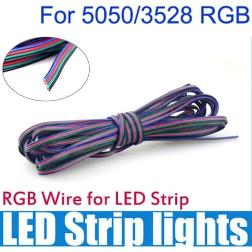 1M 5M 10M 20M 100M 4 Pin Extension Cable Connector Wire Connector Cable 22AWG For SMD 5050 2835 RGB LED Strip RGB Connector Cord