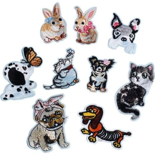50pcs/lot Embroidery Patches Dog Cat Butterfly Flower Backpack Clothing Decoration Accessories Diy Iron Heat Transfer Applique