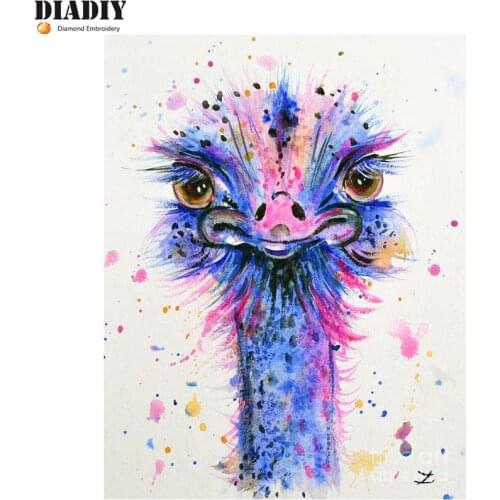5D DIY diamond embroidery Colorful ostrich struisvogel diamond painting Cross Stitch full round Rhinestone mosaic decoration
