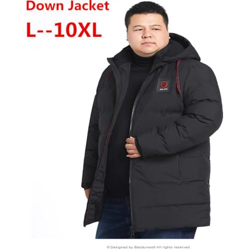 8XL Big 9XL large 10XL 6XL Brand Winter New Mens Fashion Warm Long Jacket Hooded White Duck Down Jacke Plus size