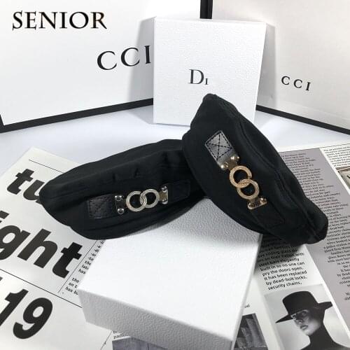 New Autumn Pure Cotton Fashion Flat Top Female Beret Metal Buckle Casual Female Hat Outdoor Artist Female Hat Simple Elegant Hat