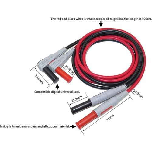 Free shiping New Cleqee P1033 Multimeter Test Cable Injection Molded 4mm Banana Plug Test Line Straight to Curved Test Cable