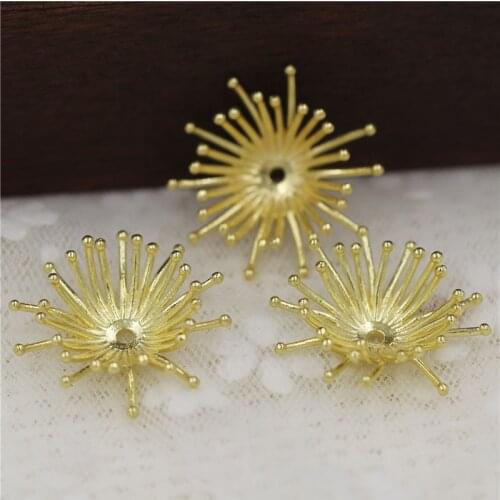 15mm 18mm Filigree Flower Stamens Ball Pins Caps Hole Center Beads Metal DIY Jewelry Findings Accessories for European Charms