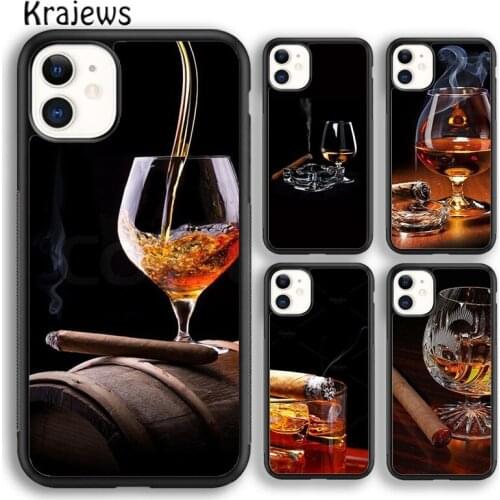 Krajews Cigar Whiskey Ice Drink Phone Case Cover For iPhone 5s 6s 7 8 plus X XS XR 11 12 pro max Samsung Galaxy S8 S9 S10 Plus