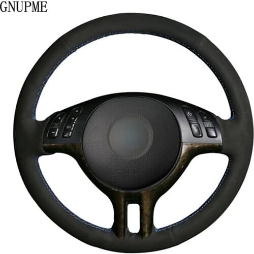 Steering Wheel Cover Hand-stitched Non-slip Black Suede For BMW E46 318i 325i 330ci E39 X5 E53 Z3 E36/7(Roadster) E36/8(Coupe)