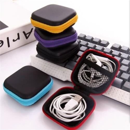 EVA+PU Headset Storage Bag Portable Data Cable Zipper Bag Coin Change Organization Pouch Bag