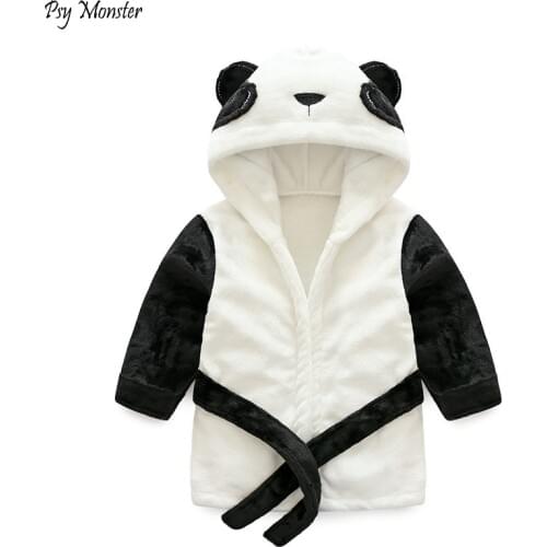 Boys Girls Flannel Bathrobes New Cute Panda Warm Robe Childrens Animal Bathrobes Kids Cute Rabbit Hooded Sleepwear Tracksuits