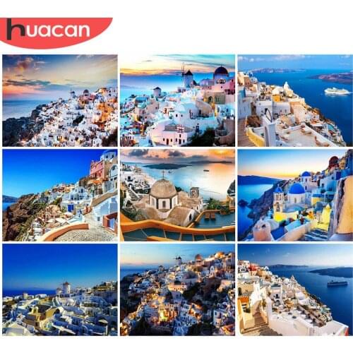 HUACAN Painting By Number Town Landscape Drawing On Canvas HandPainted Art Gift DIY Pictures By Number Seaside Kits Home Decor