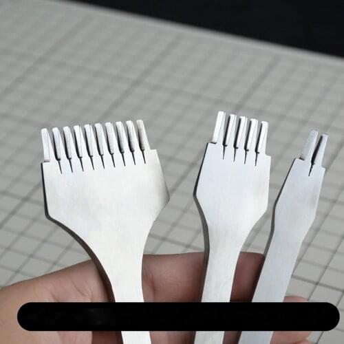 2.7/3/3.38/3.85mm 2/5/10 prong Hole Stitching Punch Leather Tools French Type