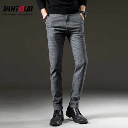 Мужские брюки в клетку JANTOUR China At AliExpress