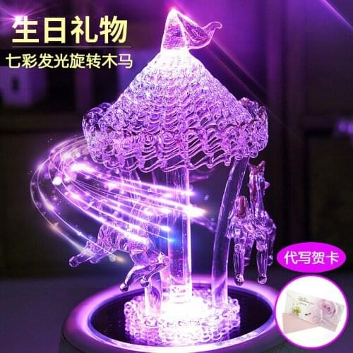 Carousel Music Box Lantern Glowing Gift Ceramic Pattern Base Classic Tracks Hand-gilded Crafts Castle
