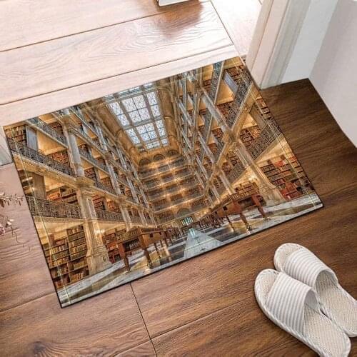 Library Building Books Shelf Bath Rugs Non-Slip Floor Entryways Outdoor Indoor Front Door Mat 60X40CM Bath Mat Bathroom Rugs